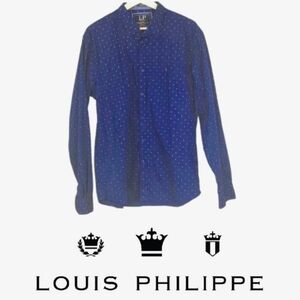 Louis Philippe Printed Dress Shirt in Blue, size 44
